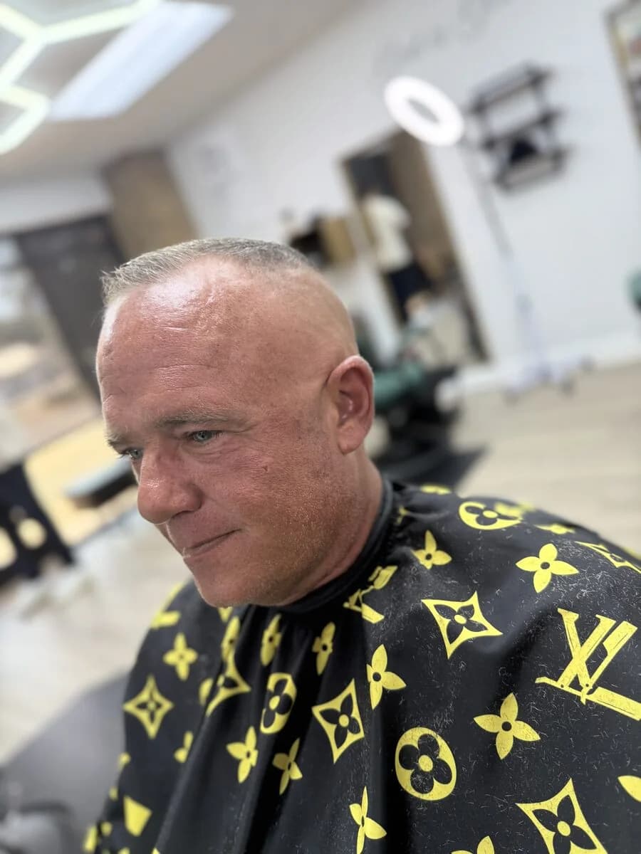 Seniors haircut at Blessed Barbershop — classic clean cut, Baldwin County