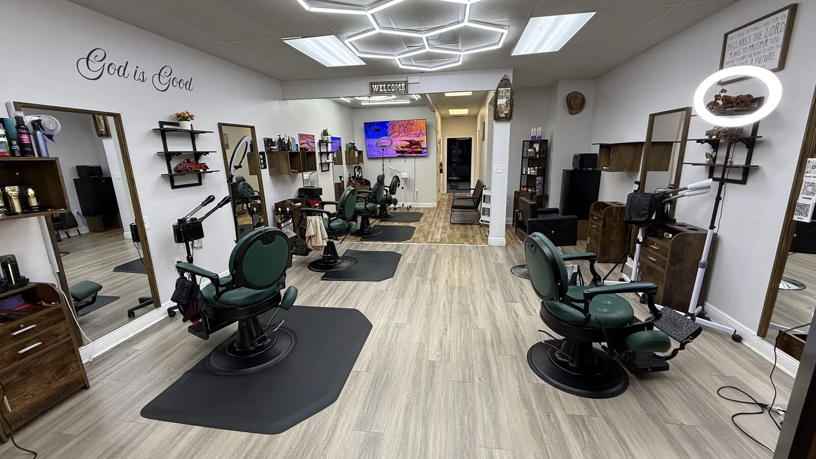 Blessed Barbershop styling stations — Baldwin County barber