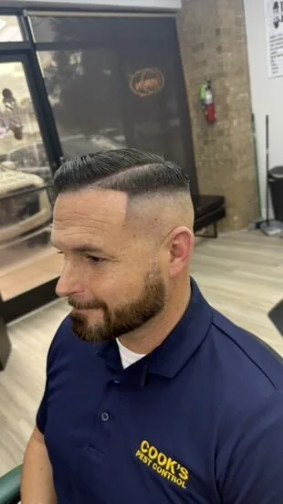 Hard part comb over with beard — Blessed Barbershop Daphne AL